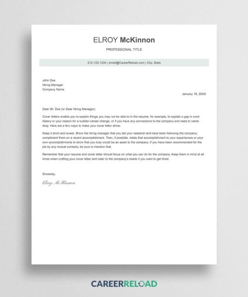 Google Docs free CV letter