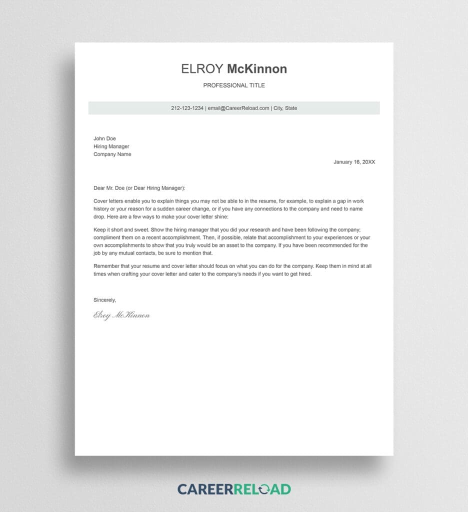 Google Docs free CV letter