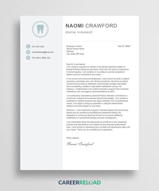 Dental hygienist cover letter template