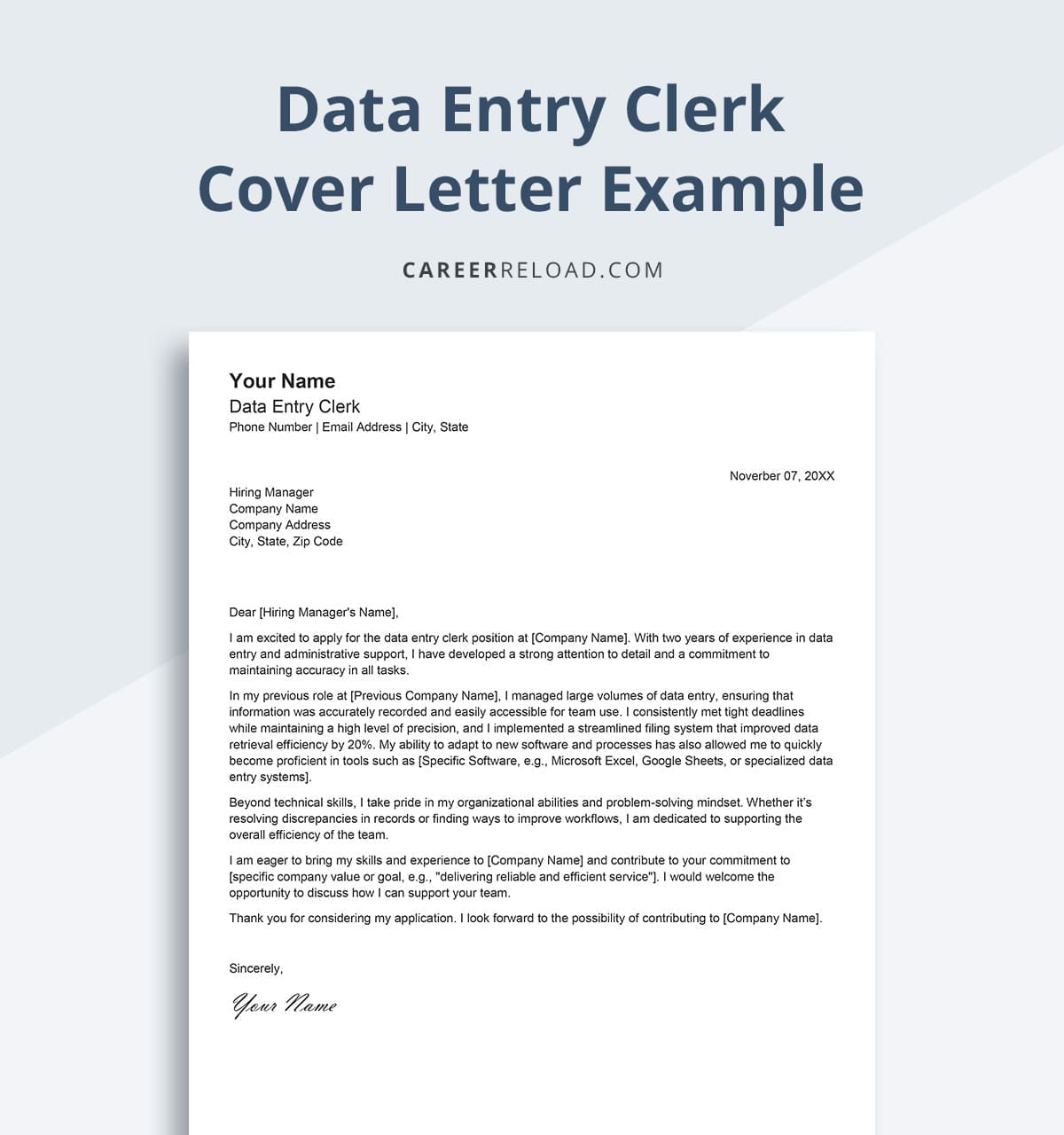 Data Entry Cover Letter Examples and Writing Guide - Career Reload