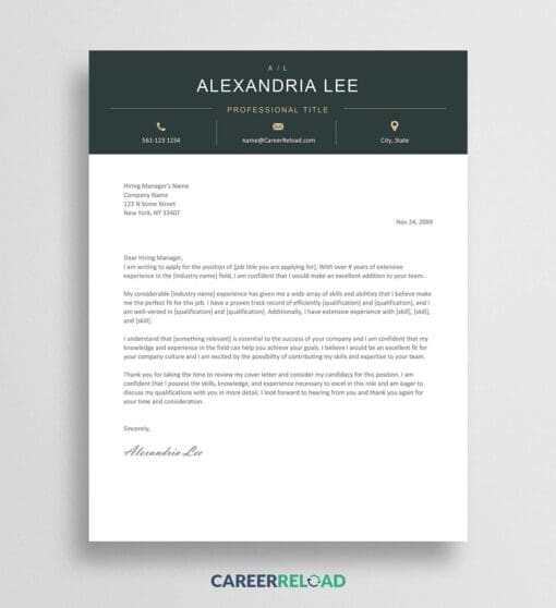 Free Cover Letter Templates for Microsoft Word - Instant Download