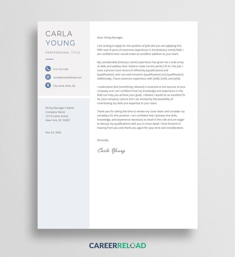Cover letter template Carla