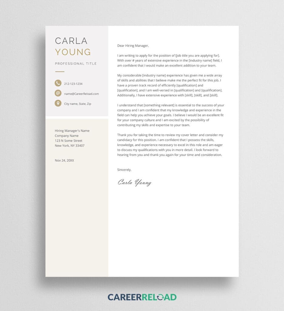 Free Personalized Cover Letter Template | .docx Instant Download