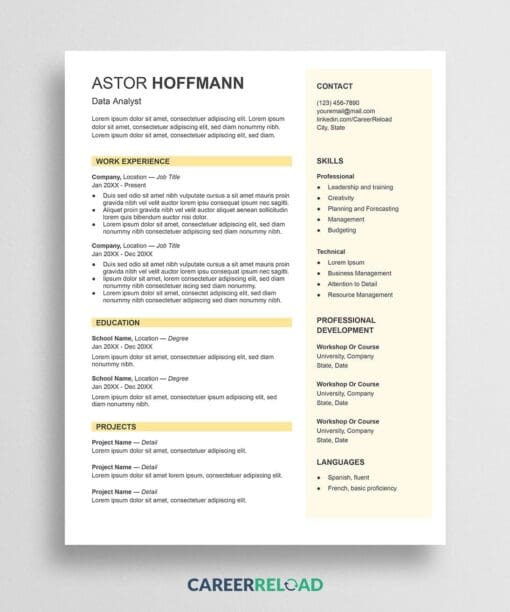 Google Docs CV format