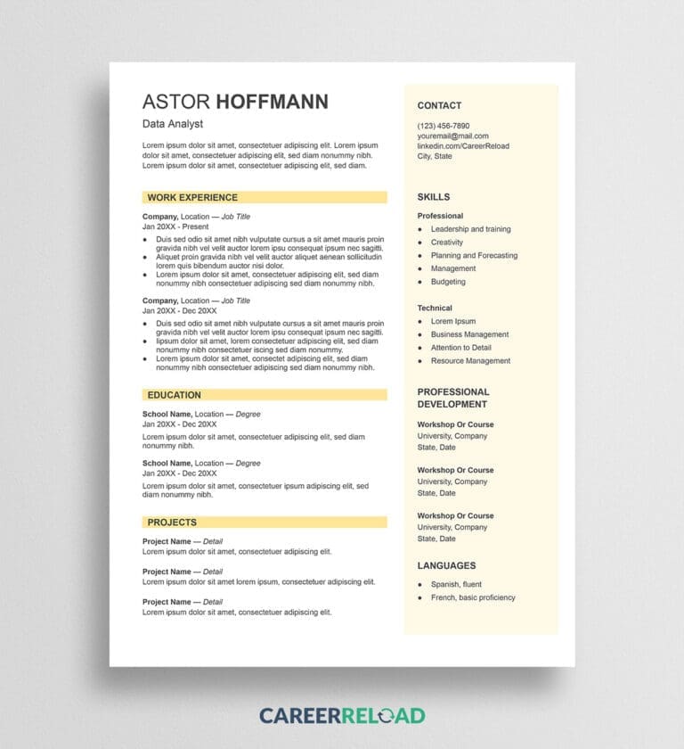 Google Docs CV format