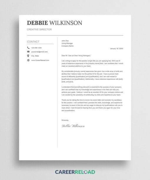 Google Docs cover letter format
