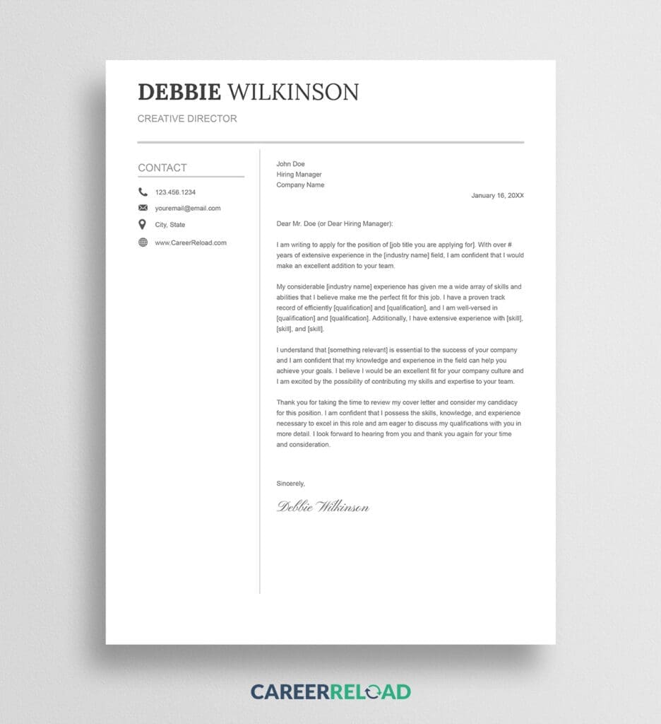 Google Docs cover letter format