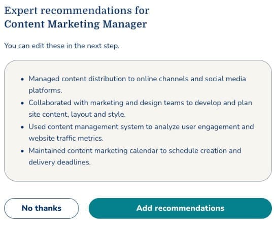 Expert recommendations