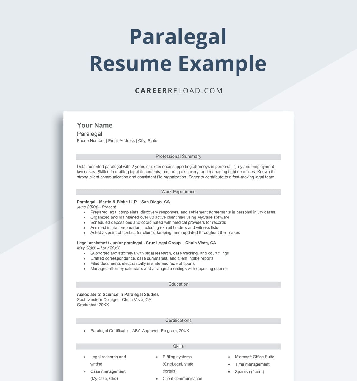 Paralegal resume example