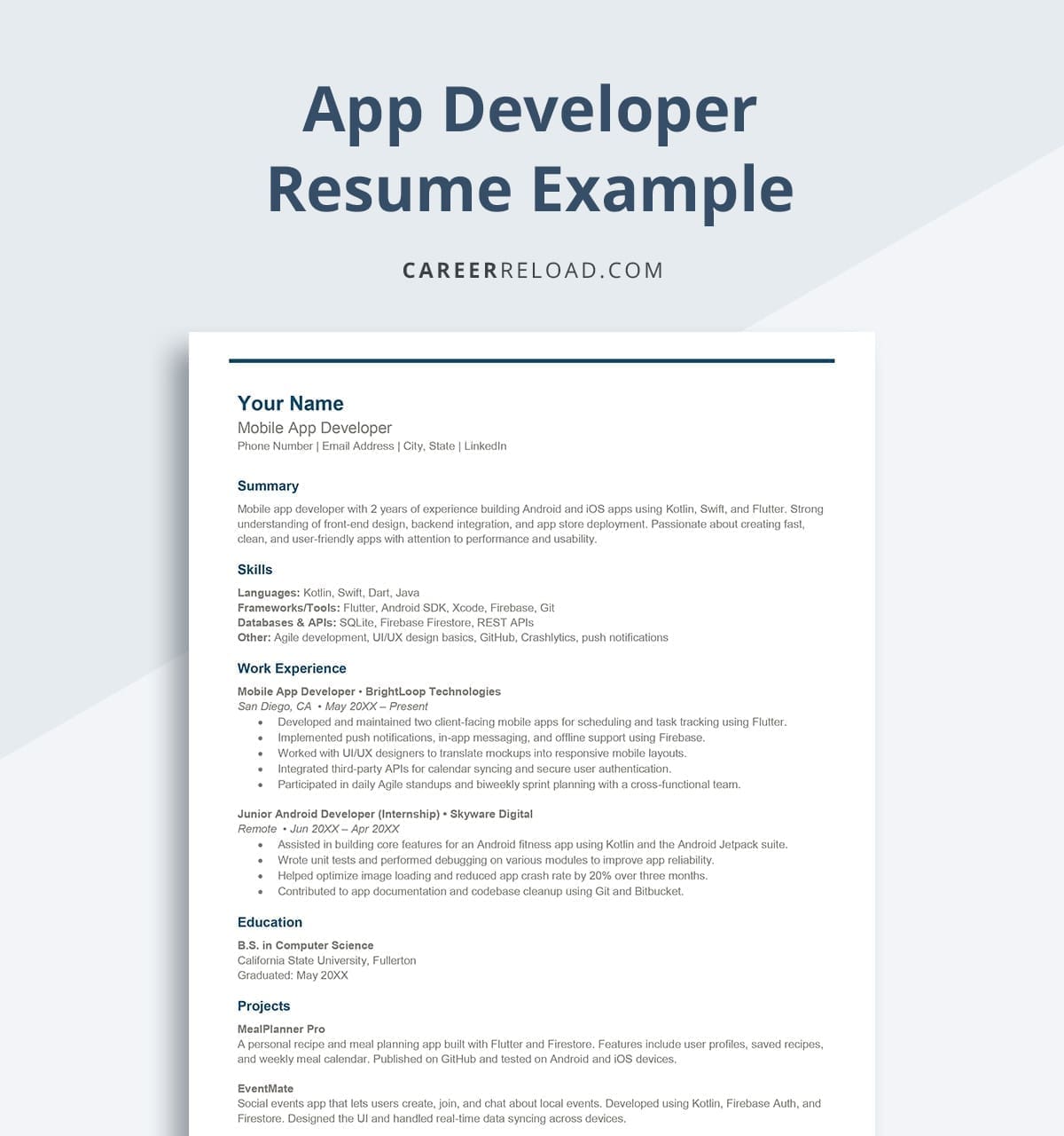 App developer resume example
