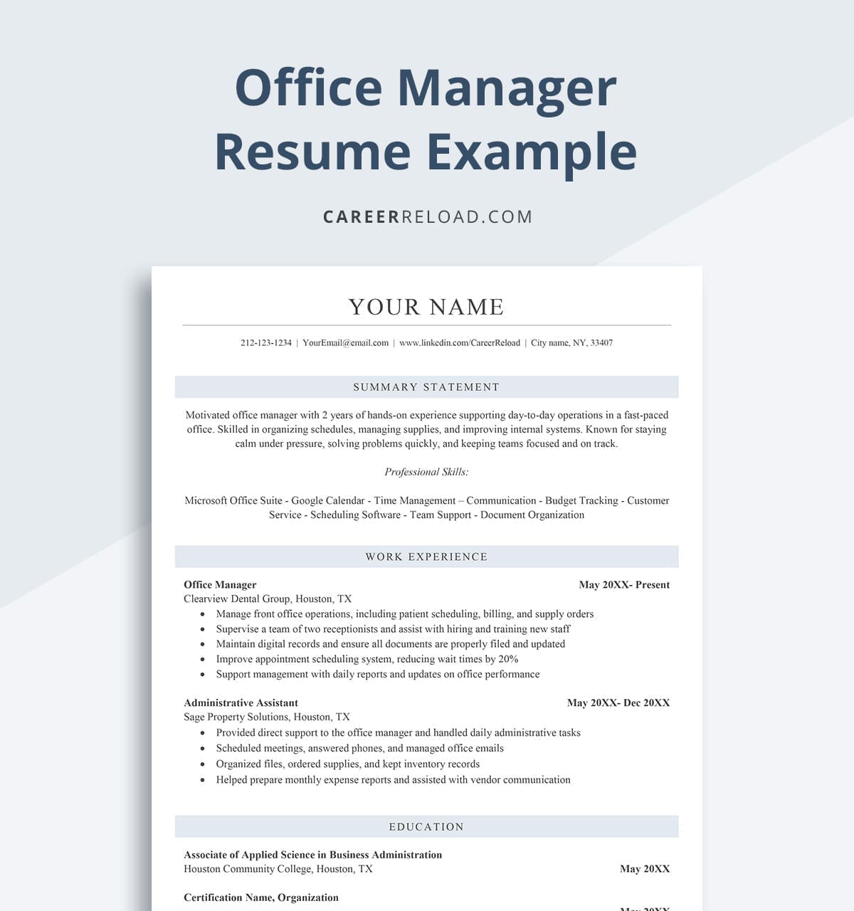 Office manager resume example