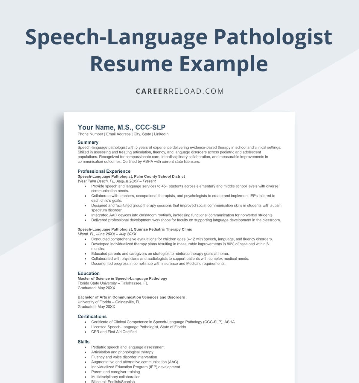 speech-language pathologist resume example