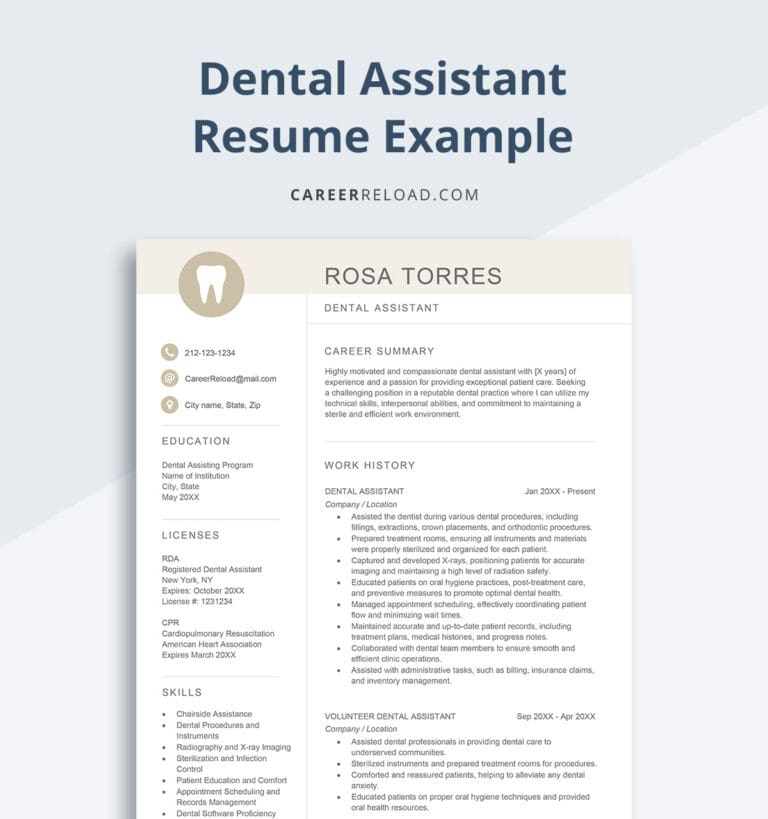 dental assistant resume example