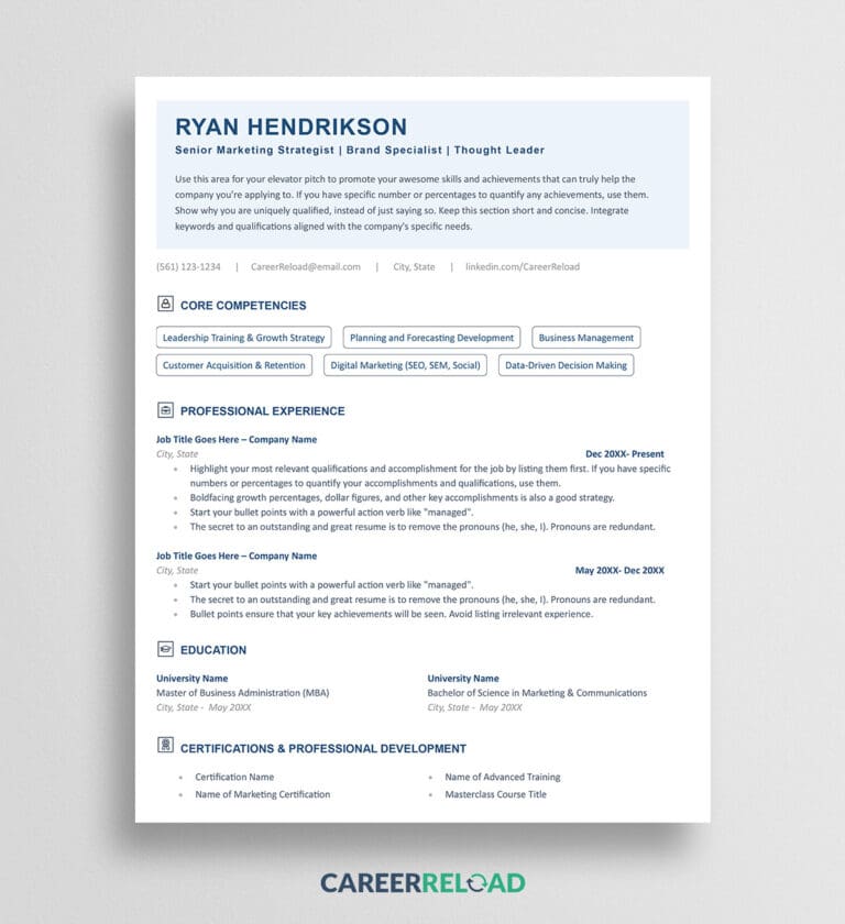 Resume Template Microsoft