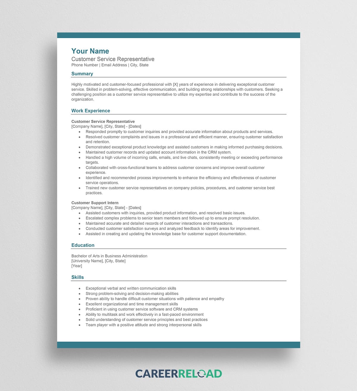 customer service resume