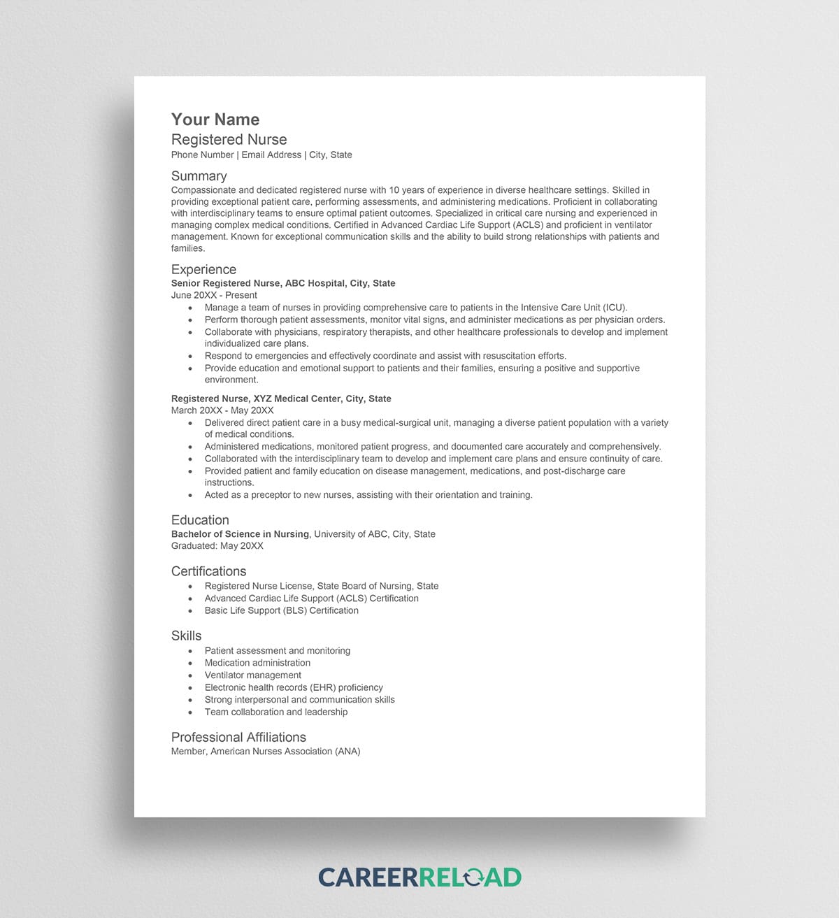 nurse resume