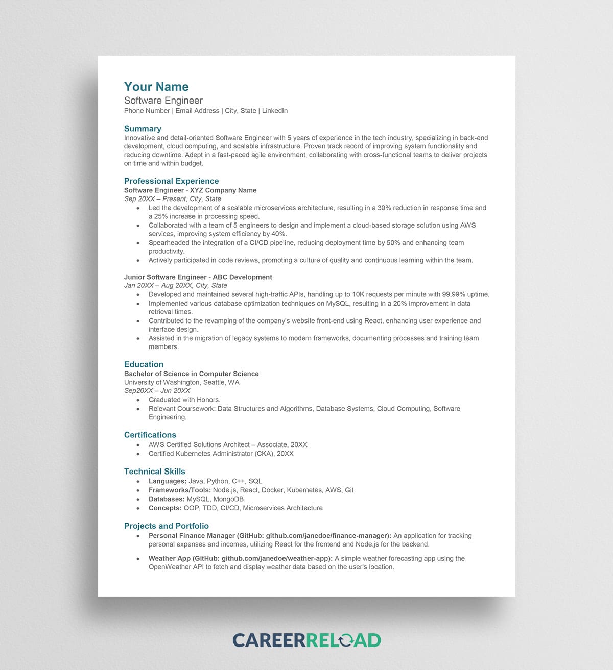 software engineer resume