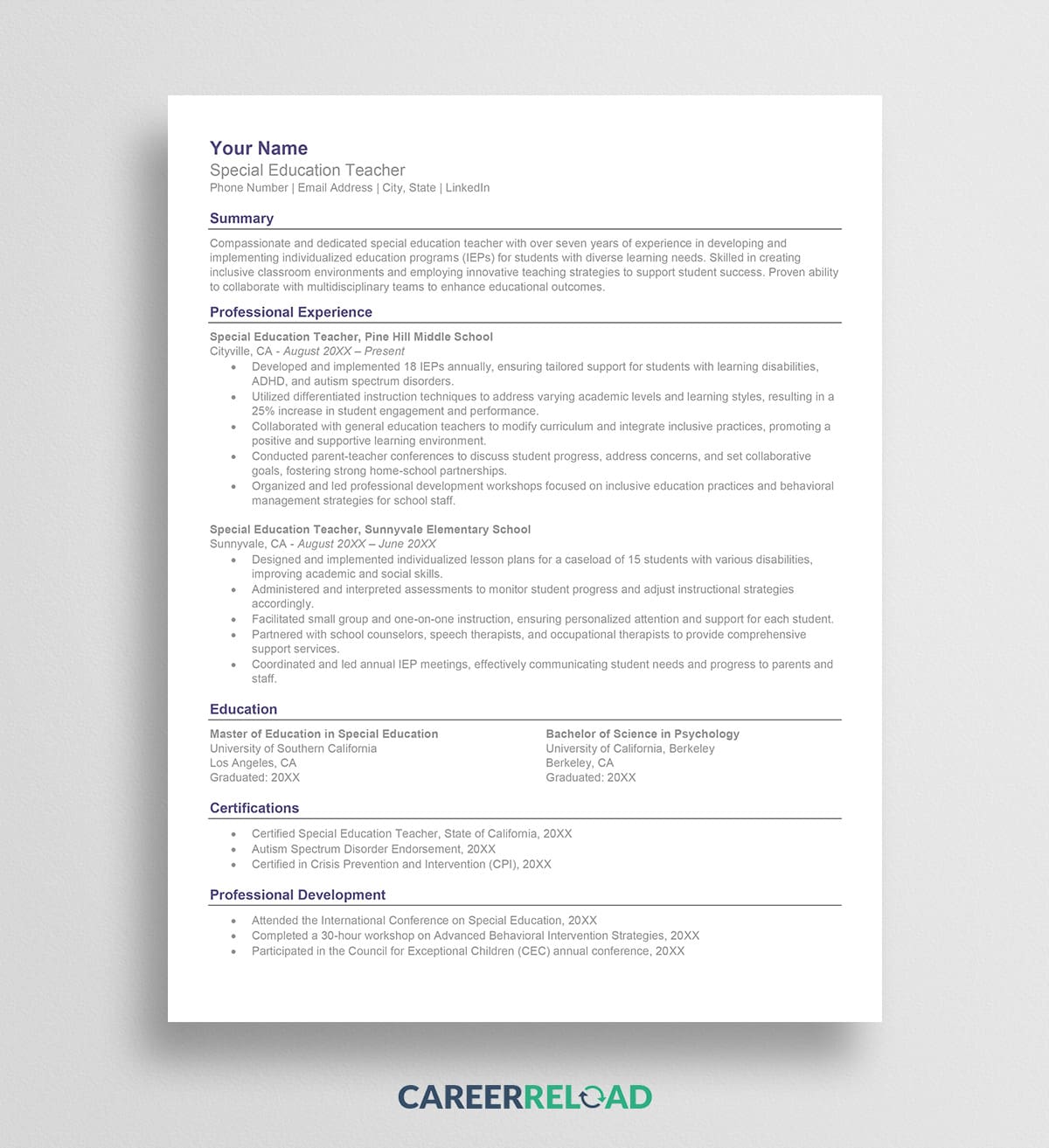 teacher resume