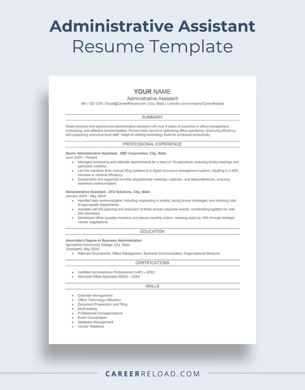 Administrative Assistant Resume Template