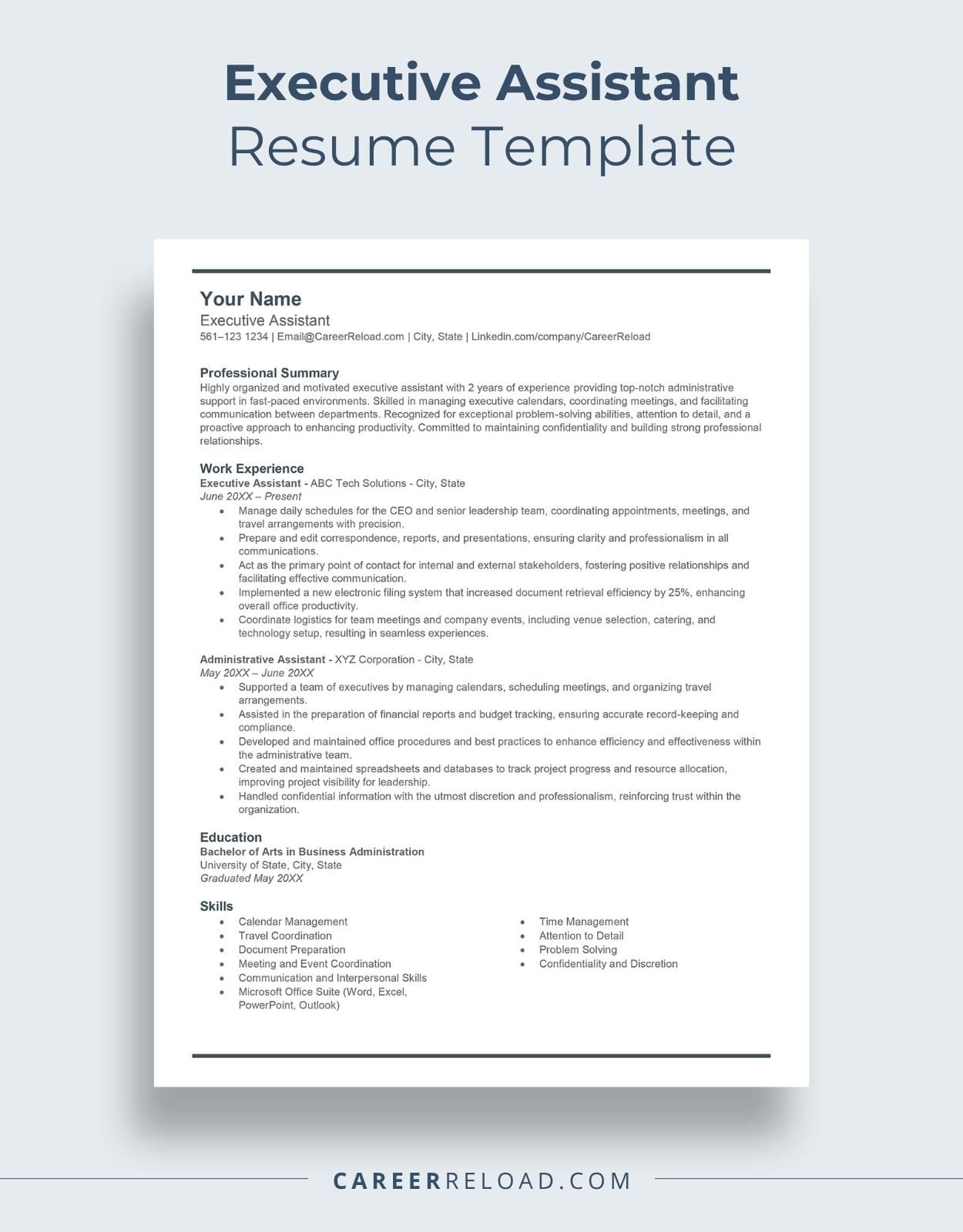 Executive Assistant Resume Template