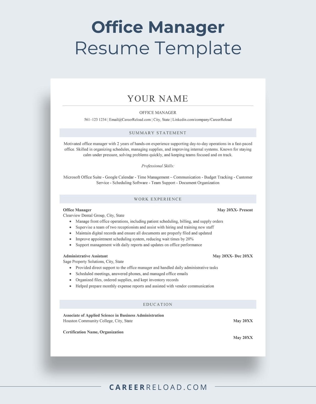 Office Manager Resume Template