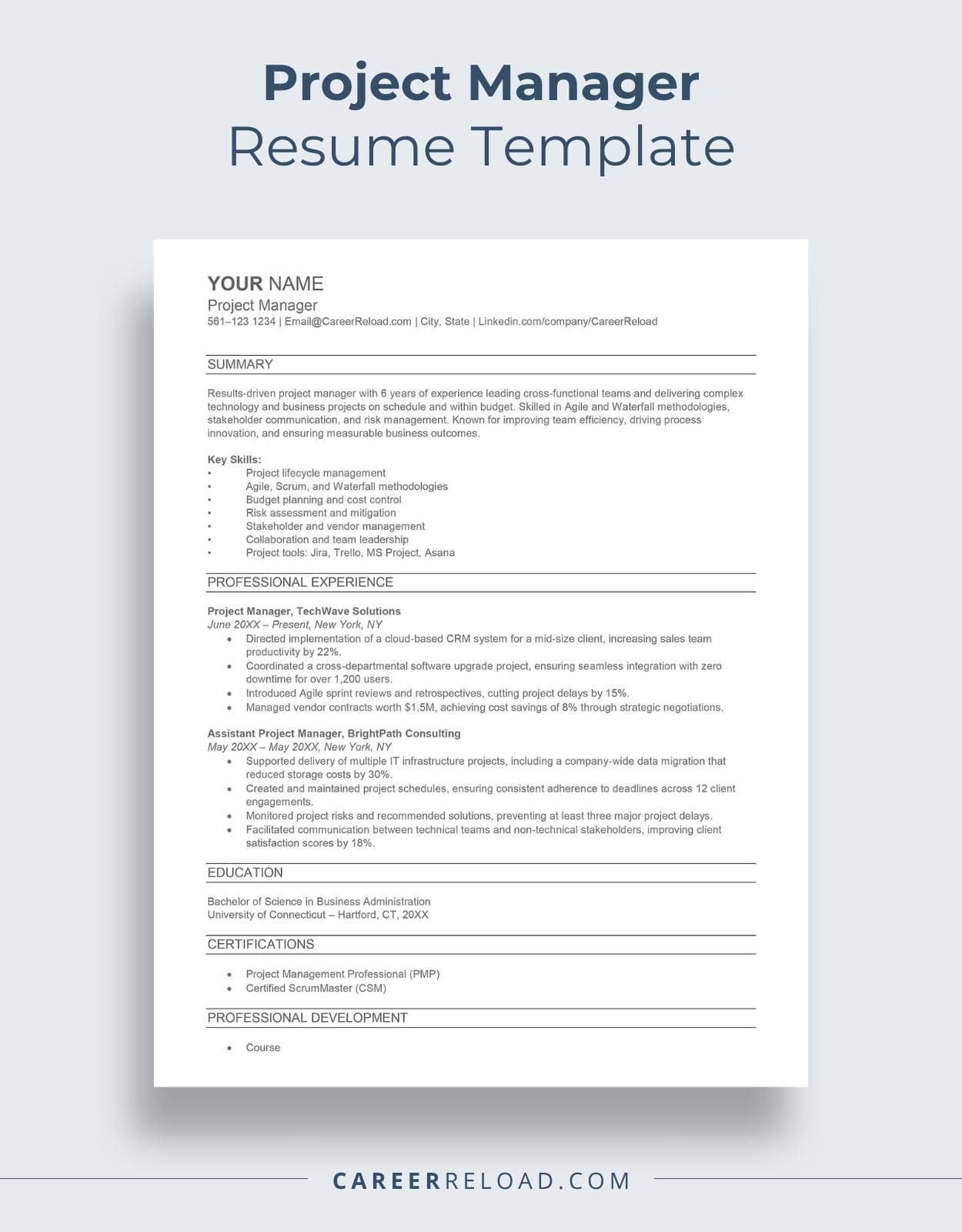 Project Manager Resume Template