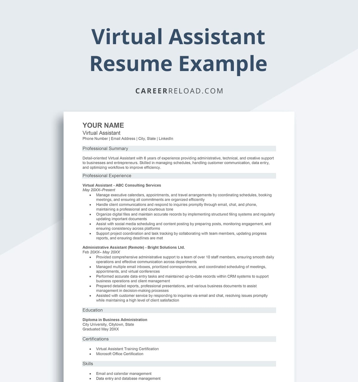 Virtual assistant resume example