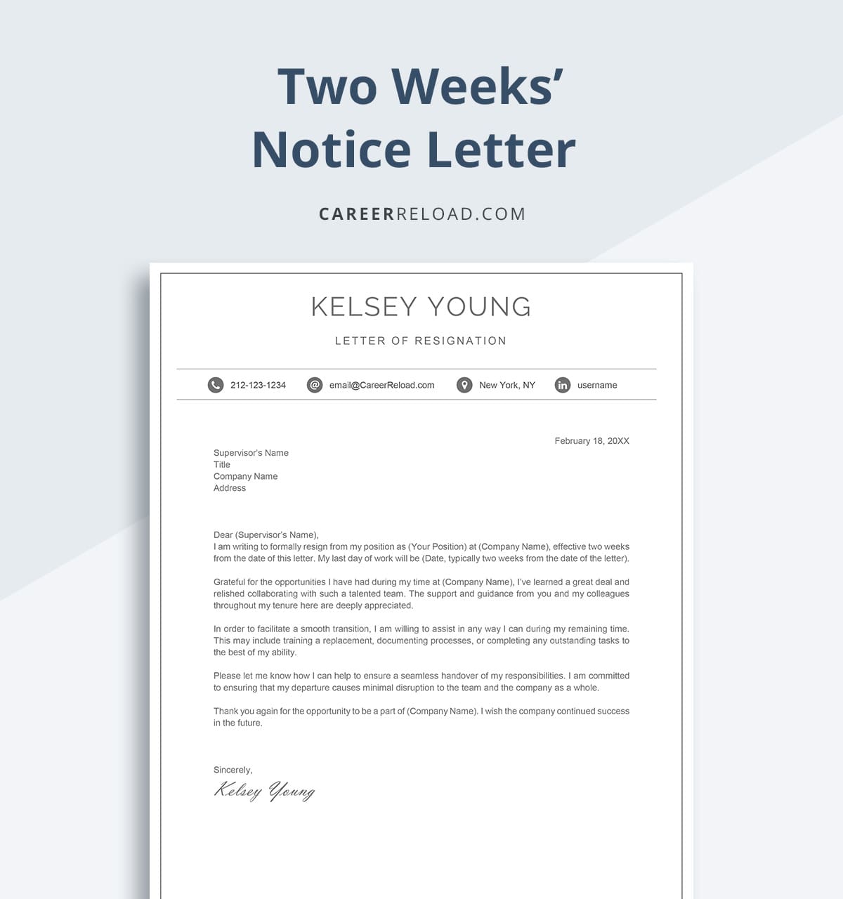 2 week notice letter template for Word