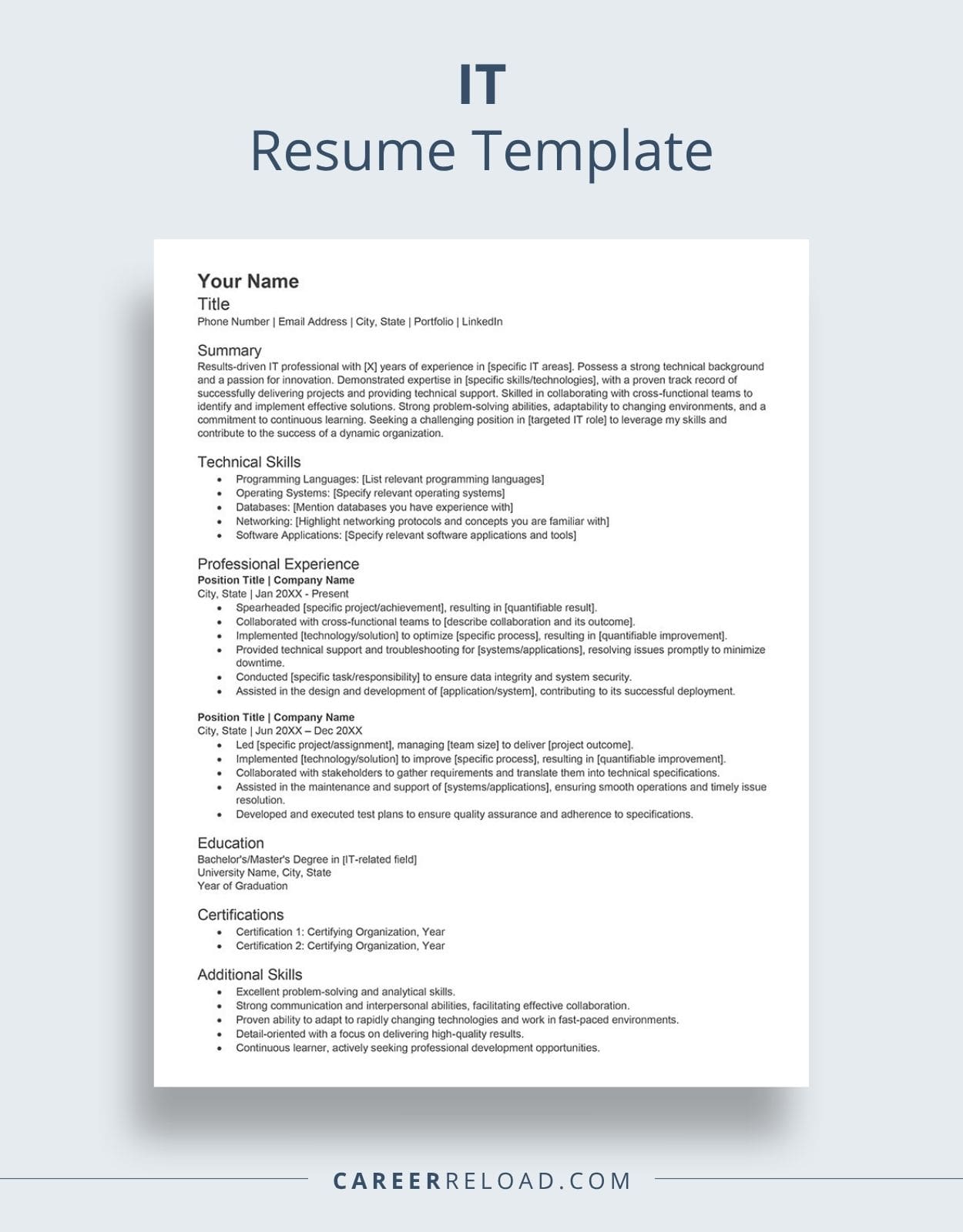 IT Resume Template