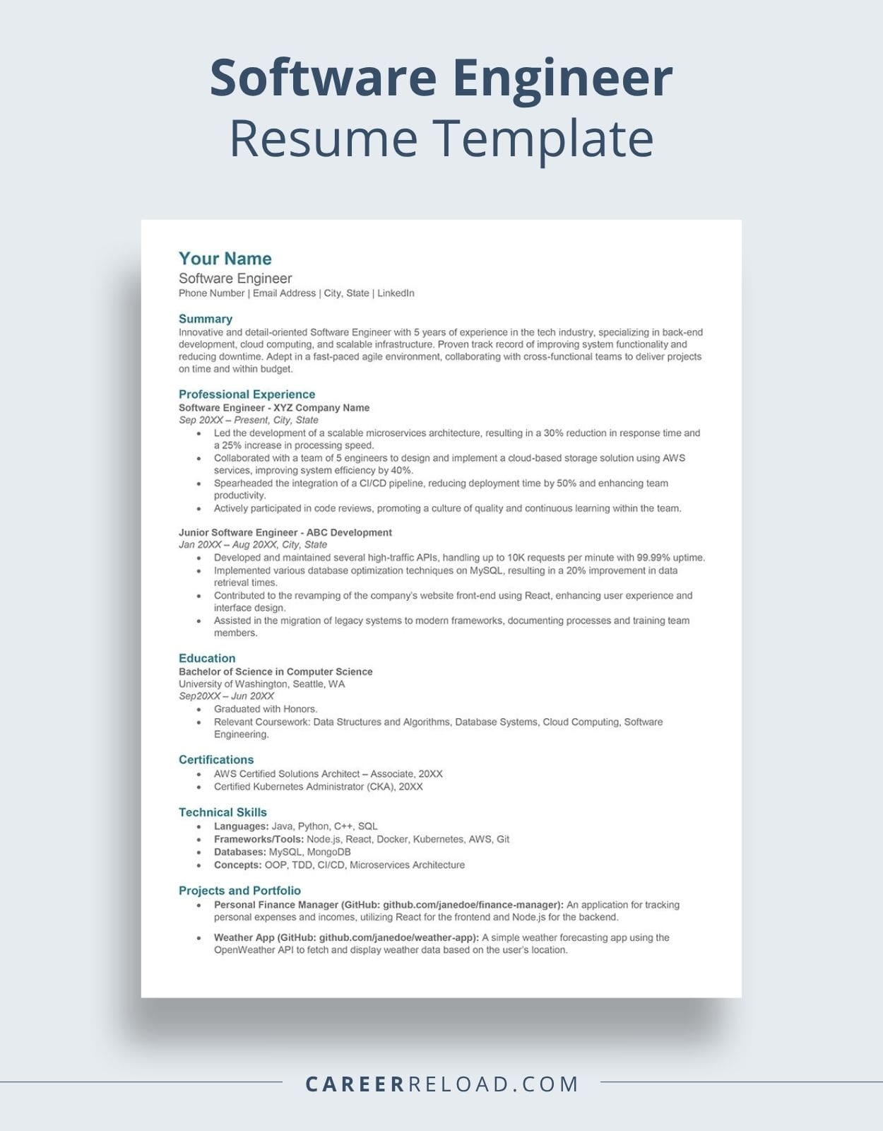 Software Engineer Resume Template