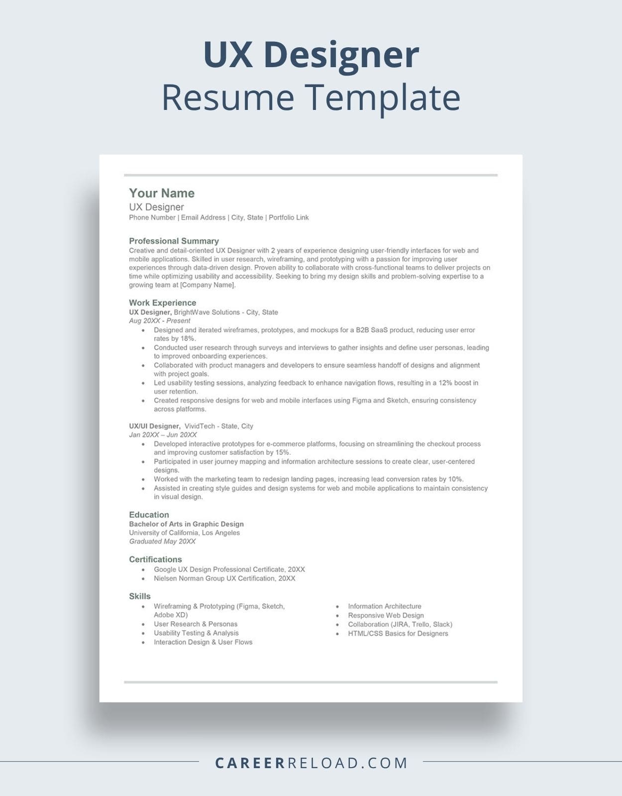 UX Designer Resume Template